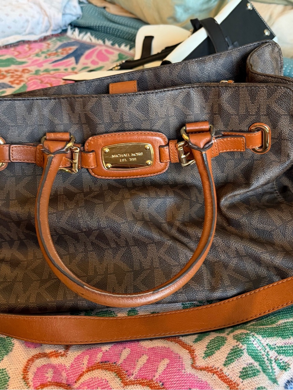 Michael Kors Hamilton Large Tote Brown Signature